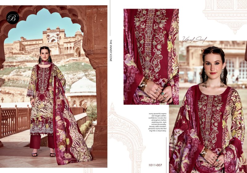 Naira Vol 158 By Belliza Cotton Printed Embroidery Dress Materials
